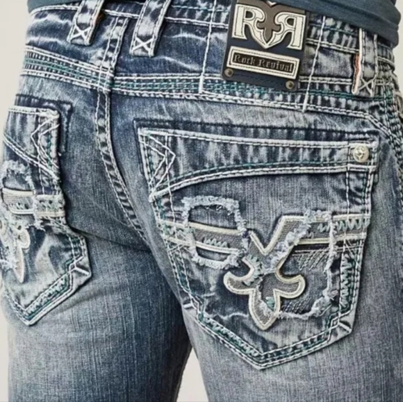 Rock Revival Light Blue Distressed Straight Jeans - Picture 15 of 16